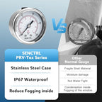 SENCTRL 0-100 Psi Pressure Gauge, 1/4 NPT Back Mount, Waterproof, Stainless - Image 3
