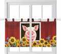 Pigs Sunflowers Kitchen Curtains 36 Inch Length, Small Window Curtains Tab Top by Unknown