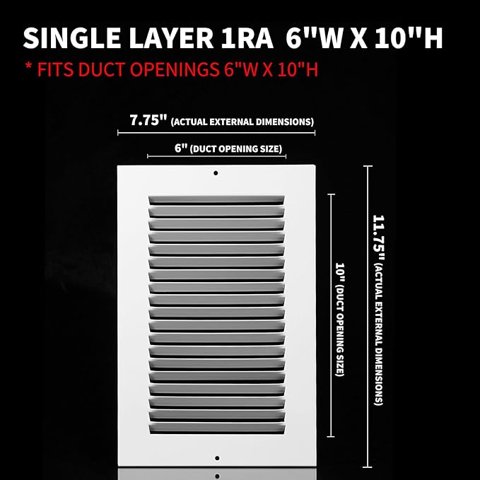6x10 Vent Cover, Air Return Vent Cover, Flat Vent Cover, Rejillas De Aire - Image 3