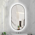 Oval LED Illuminated Bathroom Mirror, Wall-mounted Vanity Makeup Mirror by Unknown