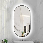 Oval LED Illuminated Bathroom Mirror, Wall-mounted Vanity Makeup Mirror by Unknown
