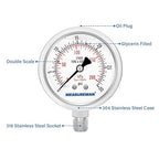 MEASUREMAN Fully Stainless Steel Hydraulic Glycerin Filled Pressure Gauge - Image 3