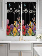Spring Flowers Bedroom Curtains 63 Inches length, Watercolor Country Colorful - Image 3