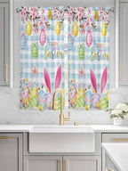 Happy Easter Bedroom Curtains 63 Inches length, Spring Watercolor Bunny Eggs - Image 3