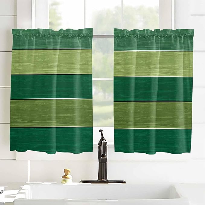 Farm Retro Green Wood Grain Window Valance Curtains, Rustic Wooden Plank - Image 8