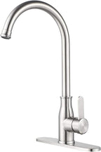 Single Handle Kitchen Faucet Stainless Steel Brushed Nickel，Modern High Arc by KOHONBY