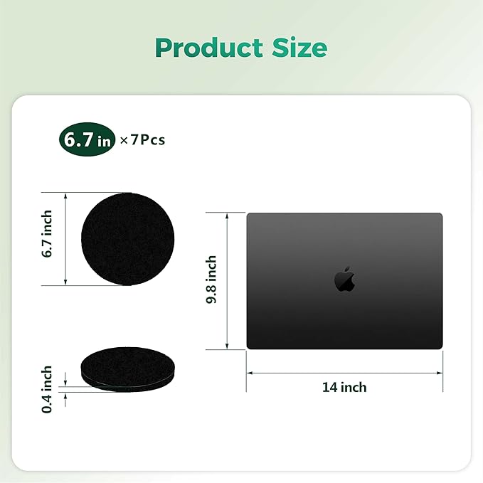 7 Pack 6.7 Inch Round Fiber Cotton Activated Charcoal Compost Filters - Image 2
