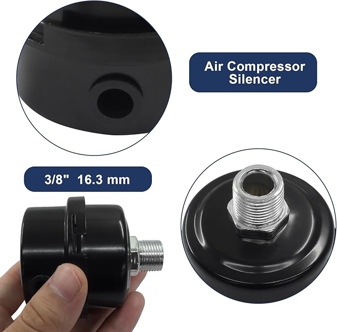 2 Pcs Air Compressor Silencer, 3/8 Inch Thread Intake Filter Muffler, 16 mm Air - Image 4