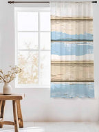 Sheer Curtains 72 Inches Long, Vintage Geometric Blue Semi Sheer Curtains Light - Image 3