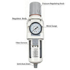 XingNEeng 1/2" NPT Compressed Air Filter Regulator Combo Piggyback, Water/Oil - Image 2