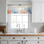 Ocean Corals Sheer Valance Curtains, Summer Beach Coral Sea Stars Retro Texture - Image 2
