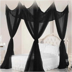 Canopy Bed Curtains Black/White/Beige Elegant Lace Canopy Curtain - Image 5