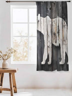 Sheer Curtains 63 Inch Length, Farmhouse Country Vintage Wood Grain Privacy - Image 3