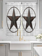 Vintage Farm Western Star Window Valance Curtains, 2 Panel - Image 3