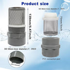 2" Stainless Steel Filter Cover Connected to 2 inch/DN50 Grey PVC Filter Water - Image 4