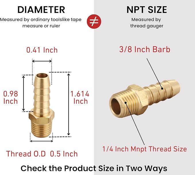 TANYA HARDWARE 3/8" Barb to 1/4" NPT Male Thread Air Hose Repair Kit - Image 2