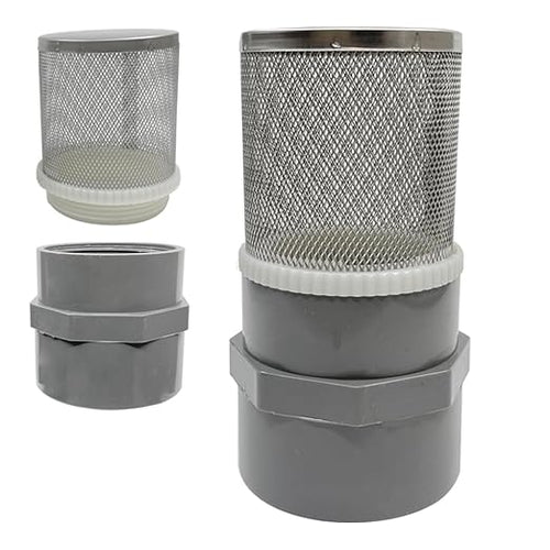 1.5" Stainless Steel Filter Cover Connected to 1.5 inch/DN40 Grey PVC Filter by AIMCOCO