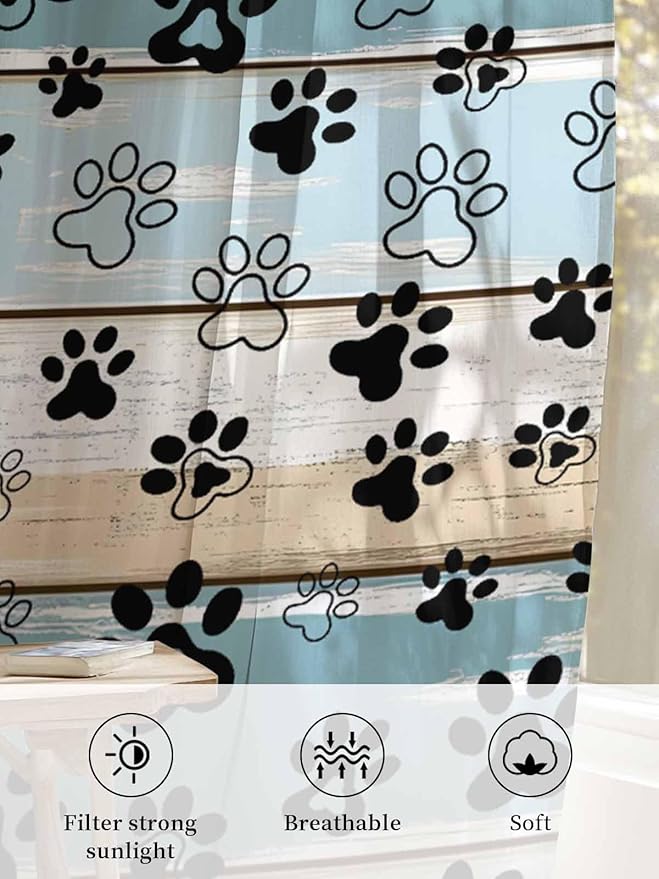 Sheer Curtains 84 Inches Long, Vintage Farmhouse Country Wood Grain Privacy - Image 6