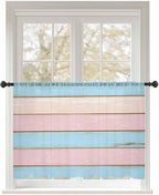 Sheer Curtains 45 Inch Length, Farmhouse Country Shabby Striped Privacy Voile by Unknown