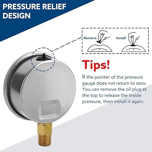 SENCTRL 160 Psi Lead-Free Glycerin Liquid Filled Low Pressure Gauge, 2.5" Dial - Image 5