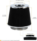 PTNHZ Universal Black 3.5" 89mm High Flow Cold Air Intake Cone Air Filter Power - Image 4