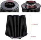 KYOSTAR Universal 3" High-Flow Air Filter, Reusable Cone Cold Air Intake - Image 2