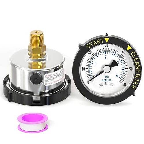 0-60PSI Stainless Steel Pool Filter Pressure Gauge, 1/4" NPT Back Mount by BOGERDACK