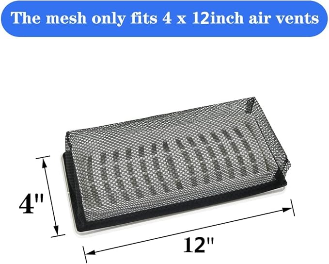 4"x12" Floor Register Trap Covers Screen Air Vent Filters - Image 4