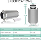 Ventilation Kit, 4 Inch Inline Fan 200 CFM Exhaust Blower, 4 Inch Carbon Fiber - Image 3