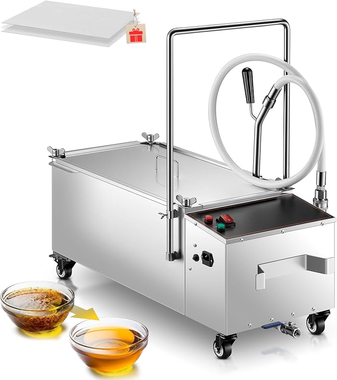 Mobile Fryer Oil Filter Machine, 55L/14.5GAL Fryer Filter Machine, Stainless by HOME