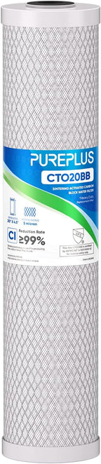 PUREPLUS 5 Micron 20" x 4.5" Whole House Coconut Shell Activated Carbon Water by PUREPLUS