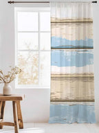 Sheer Curtains 108 Inches Long, Vintage Geometric Blue Semi Sheer Curtains - Image 3