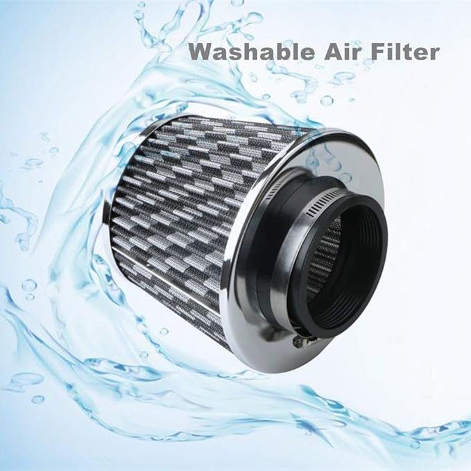 Universal Clamp-On Cold Intake Cone Air Filter 3", Washable Filter, High Flow - Image 3