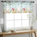 Easter Sheer Valances for Windows 54"x18", Light Filtering Kitchen Curtains - Image 2
