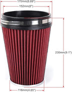 6" Inlet Cold Air Intake Filter Cone Replacement Performance Washable Clamp-On - Image 6