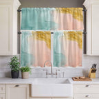 Kitchen Window Curtains Valance and Tier Set, Abstract Desert Mountains Rod - Image 3