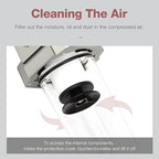 SNS 1/2" NPT Compressed Air Line Filter, 5 Micron Brass Element, Poly Bowl - Image 4