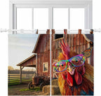 Farm Rooster Bedroom Curtains 63 Inch Length, Window Curtains Tab Top, by Unknown