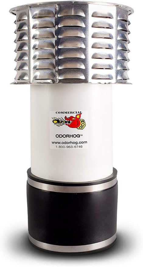 OdorHog Metal Cap Clamp On Vent Stack Pipe Filter 6", Removes Outdoor Septic by OdorHog-StoptheStink
