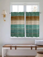 Vintage Plank Turquoise Brown Window Valance Curtains, Farmhouse Wood Grain - Image 2