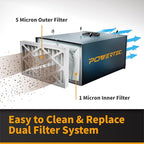 POWERTEC 3-Speed Remote Controlled Air Filtration System Woodworking, Hanging - Image 3