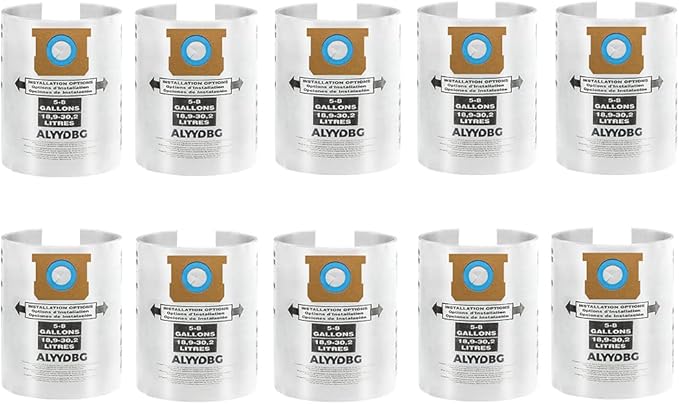 10 Pack Shop Vac 5-8 Gallon Filter Bags, ALYYDBG Type E 90661 9066100 9066133 by ALYYDBG