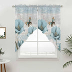 Spring Floral Swag Valances for Windows, Vintage Tulips Flower Butterfly Retro - Image 3