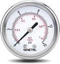 SENCTRL 0-15 Psi Low Pressure Gauge, 1/4 NPT Back Mount, Waterproof, Stainless by senctrl