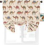 Tie Up Curtains for Windows, Summer Camels Adjustable Balloon Nature Linen - Image 2