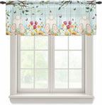 Easter Sheer Valances for Windows 42"x12", Light Filtering Kitchen Curtains by Unknown