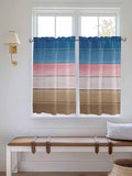 Blue Pink Brown Gradient Wood Grain Window Valance Curtains, Vintage Wood Board by IDOWMAT