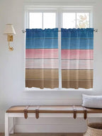Blue Pink Brown Gradient Wood Grain Window Valance Curtains, Vintage Wood Board - Image 2