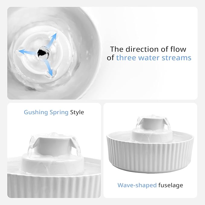 Ceramic Cat Water Fountain, 2.1L/71oz Cupcake Pet Water Fountain - Image 5