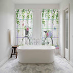 Spring Kitchen Curtains, Bicycles Botanical Leaves Rose Colorful Stripes Light - Image 5